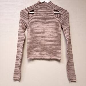 Wild Fable Shirt Size M Soft Stretchy Mock Neck Fitted Cut Out Pullover Sweater
